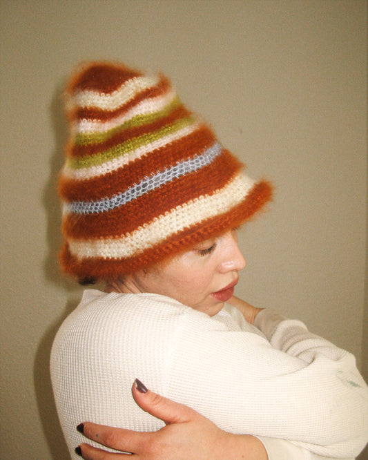 STRIPEY ANGORA + WOOL BUCKET HAT