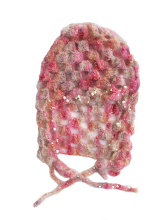 MOHAIR PINK PEARL BONNET