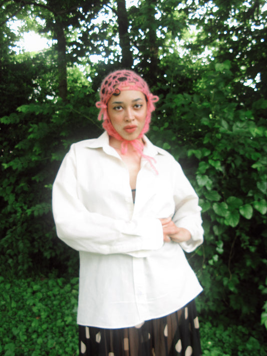 PINK MATTER SILK MOHAIR BONNET