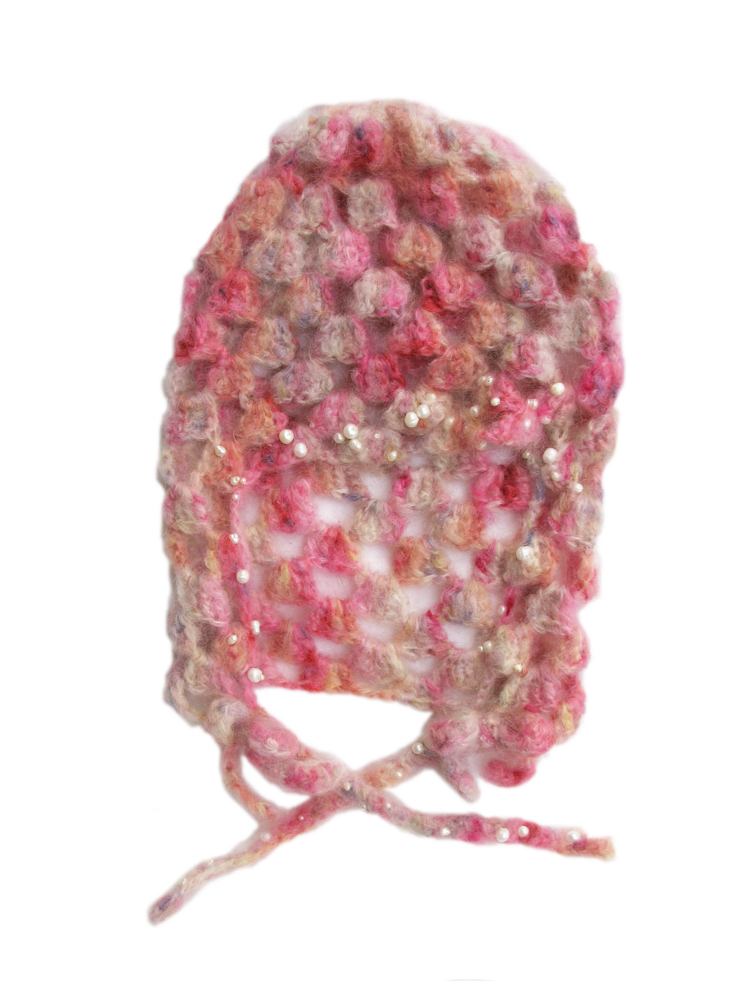 MOHAIR PINK PEARL BONNET