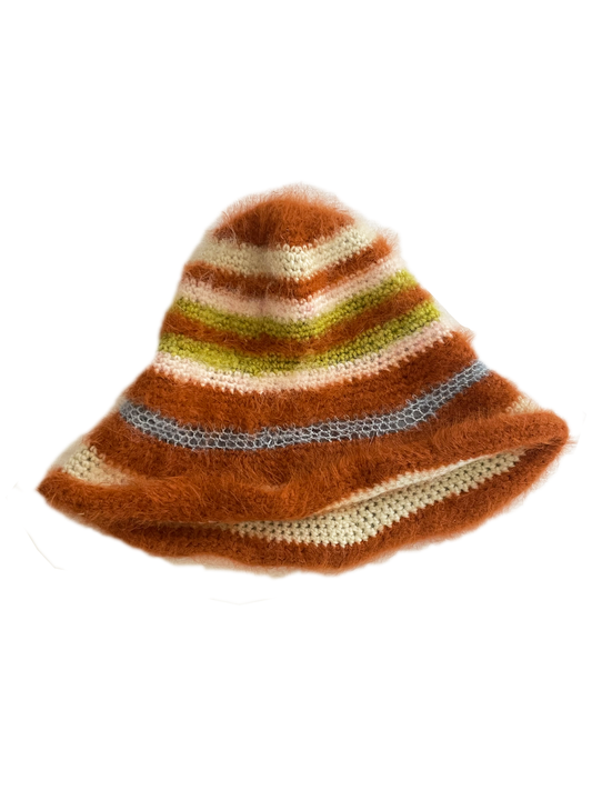 STRIPEY ANGORA + WOOL BUCKET HAT